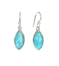 Drop Gemstone Marquise Cut Sterling Silver Sculpted Earrings