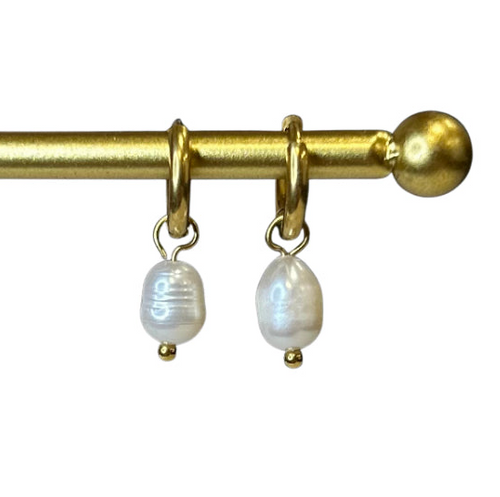 Pearl Drop Hoops