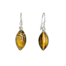 Drop Gemstone Marquise Cut Sterling Silver Sculpted Earrings