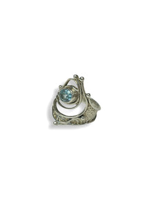 Blue Topaz Freeform Wave Sterling Silver Ring