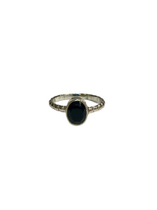 Black Onyx Sterling Silver Oval Bubble Band Ring