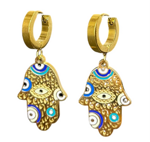 Hamsa Hand Drop Hoops