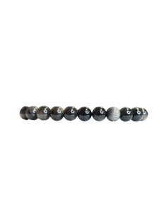 Silver Obsidian Mala