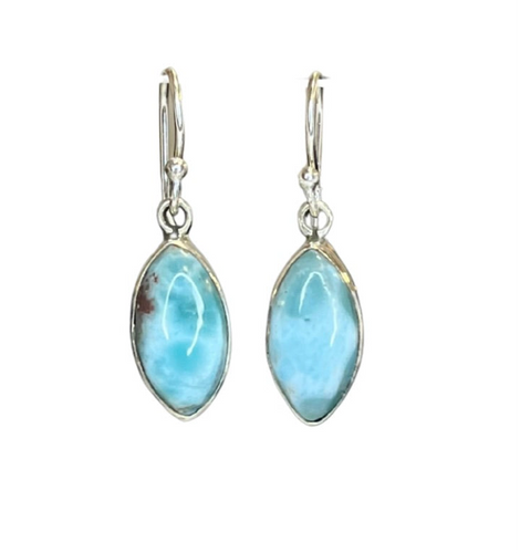 Drop Gemstone Marquise Cut Sterling Silver Sculpted Earrings