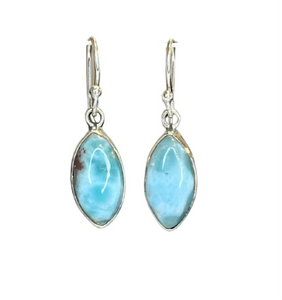 Drop Gemstone Marquise Cut Sterling Silver Sculpted Earrings