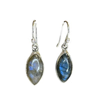 Drop Gemstone Marquise Cut Sterling Silver Sculpted Earrings