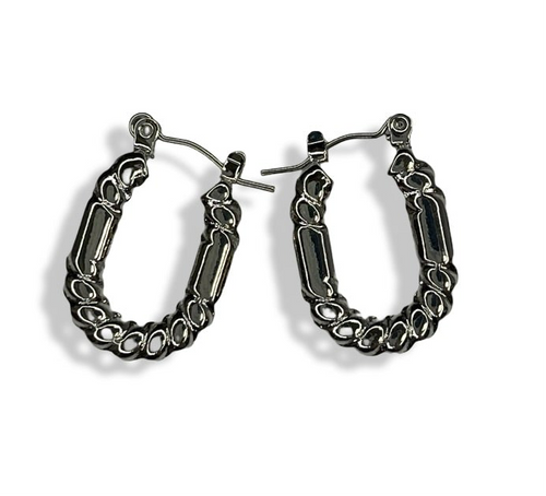 Silver Oval Hoops