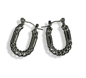 Silver Oval Hoops