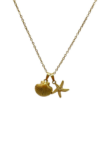 Seashell and Starfish Charm Necklace