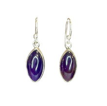 Drop Gemstone Marquise Cut Sterling Silver Sculpted Earrings