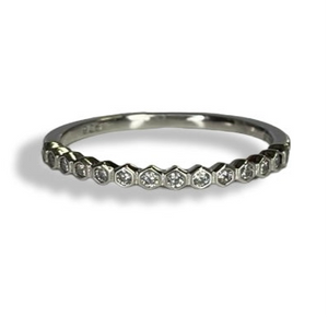 Half Rhinestone Sterling Silver Band