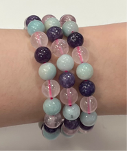 Rose Quartz, Caribbean Calcite, and Lepidolite Mala