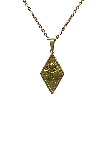 Diamond Sun and Moon Necklace