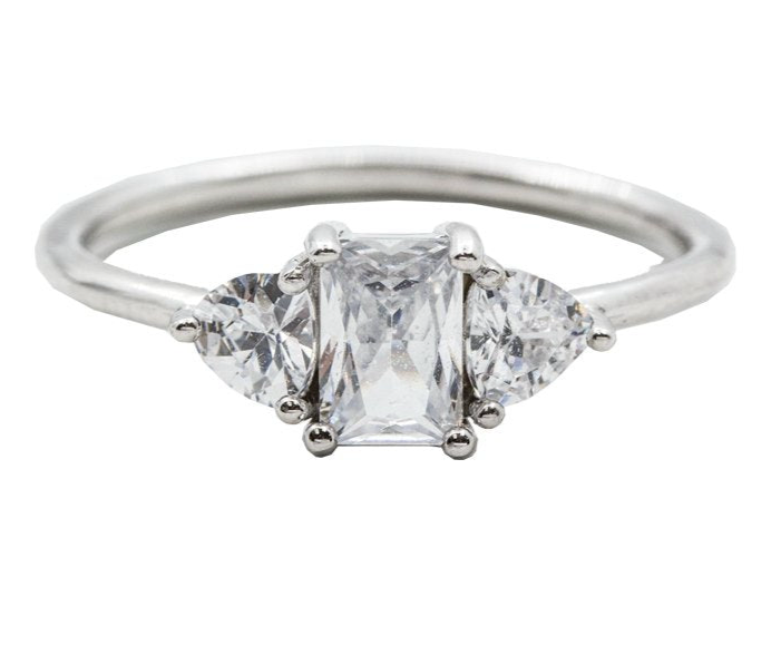 Sterling Silver Emerald-Cut CZ Ring