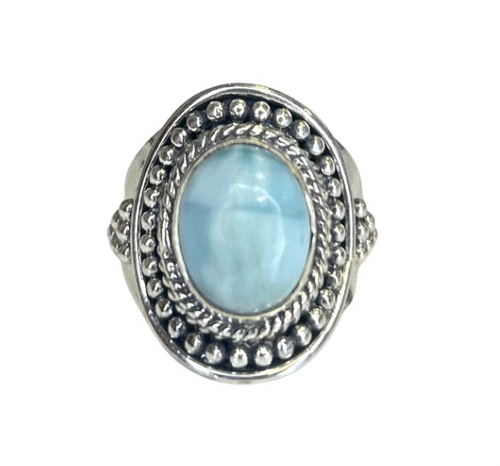 Luna Larimar Sterling Silver Oval Ring