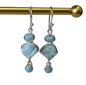 Layla Gemstone Raw and Polished Sterling Silver Earrings