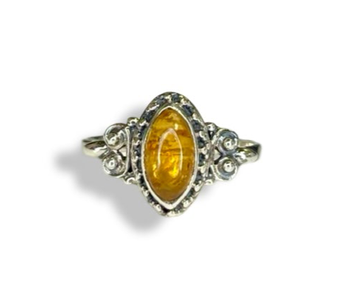 Citrine Marquise Cut Sterling Silver Ring
