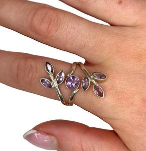 Amethyst Leaf Branch Sterling Silver Ring