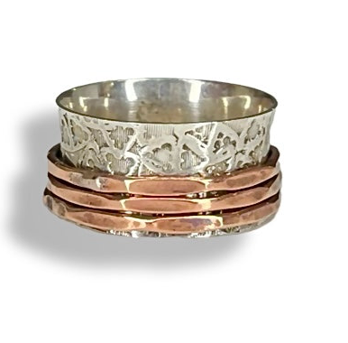 Copper Sterling Silver Meditation Ring