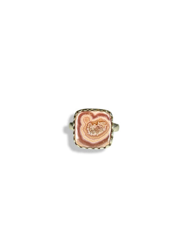 Rhodochrosite Square Sterling Silver Ring