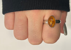 Amber Sterling Silver Ring