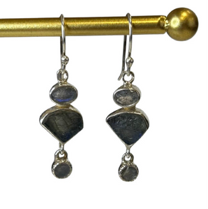 Layla Gemstone Raw and Polished Sterling Silver Earrings