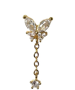 Butterfly Rhinestone Flat Back Earring