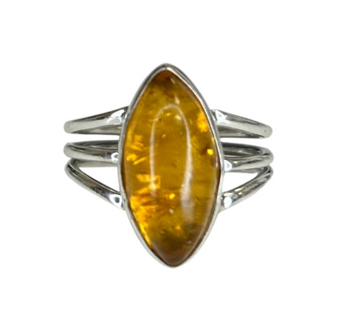 Parker Amber Sterling Silver Simple Marquise Ring