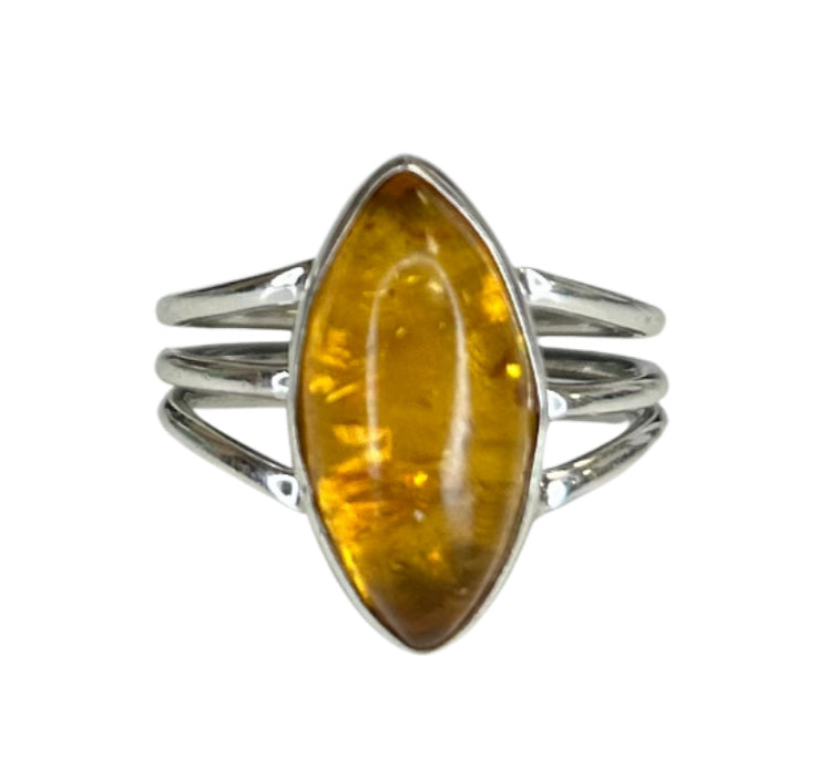 Parker Amber Sterling Silver Simple Marquise Ring