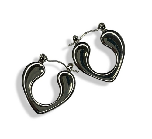 Silver Asymmetrical Hoops
