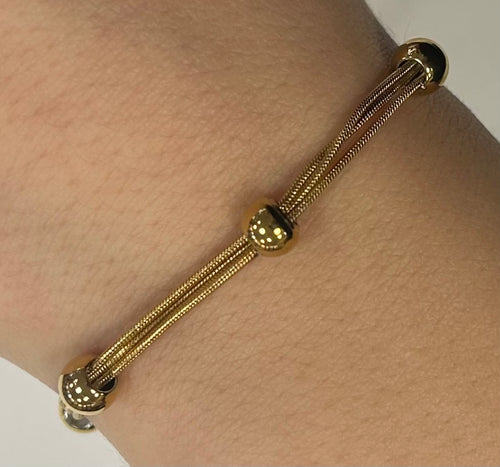Triple Thread with Beads Gold Bracelet