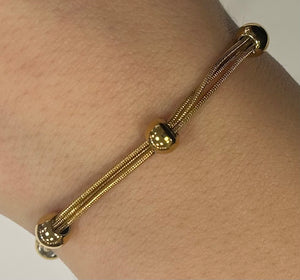Triple Thread with Beads Gold Bracelet