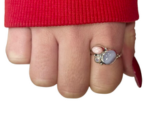 Blue Lace Agate, Pink Opal, Moonstone Trio Sterling Silver Ring