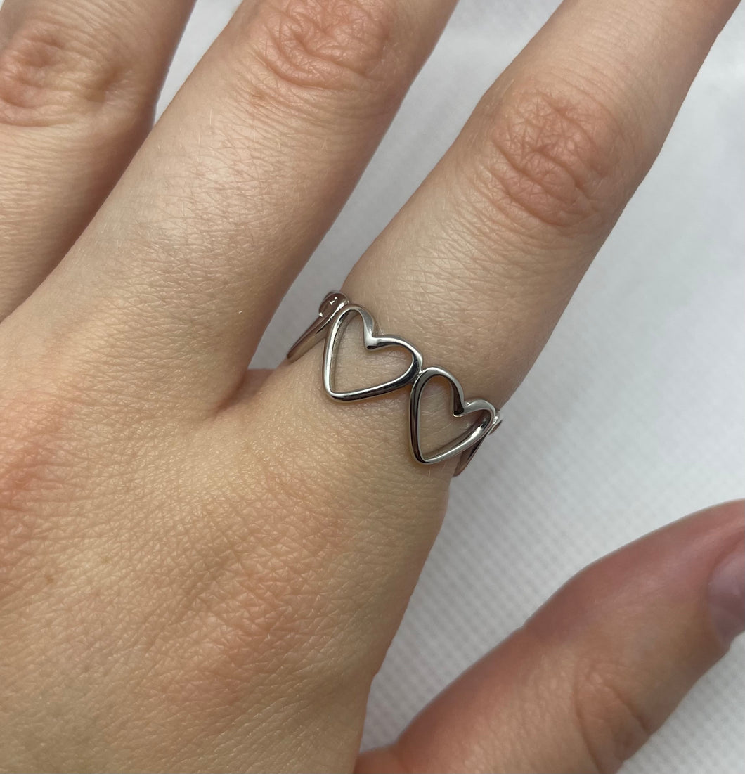 Silver Multi sharp heart ring