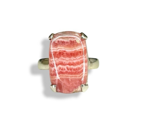 Rhodochrosite Rectangle Sterling Silver Ring