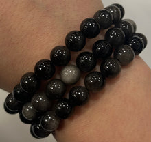 Silver Obsidian Mala