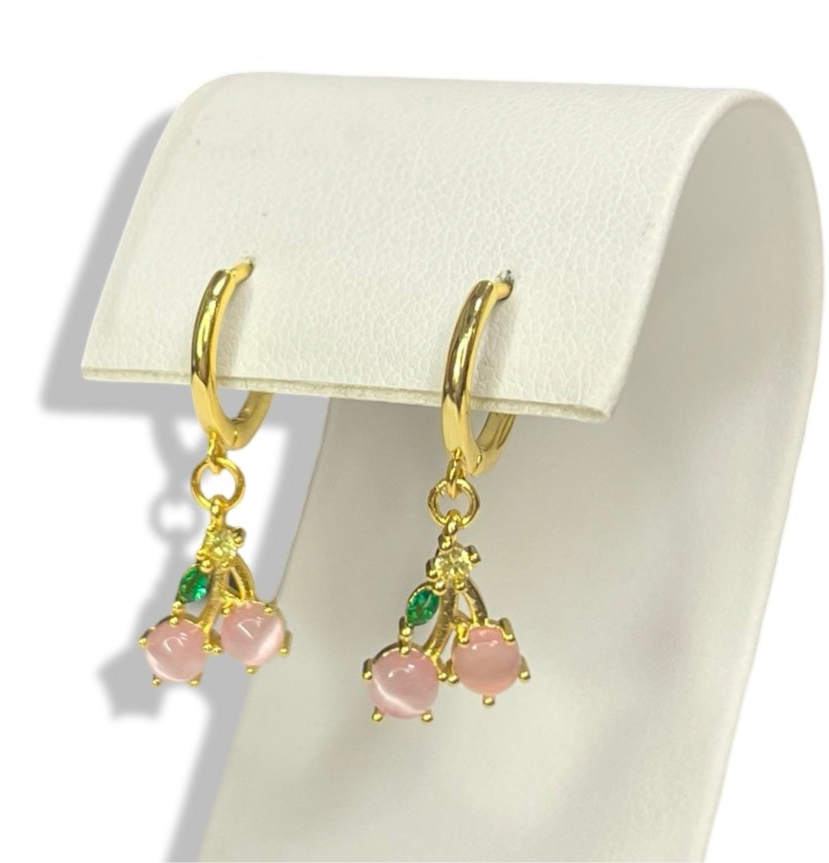 Pink Cherry Drop Hoops