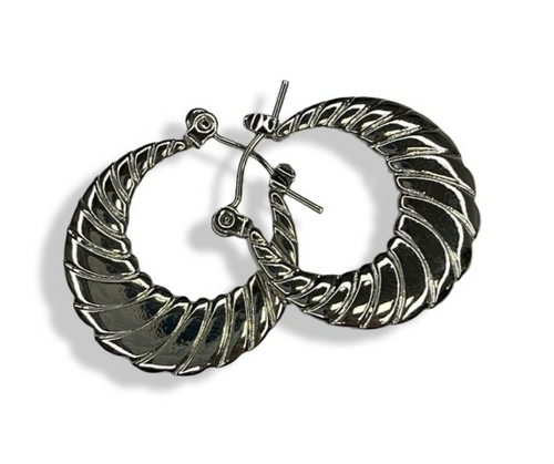 Silver Round Hoops