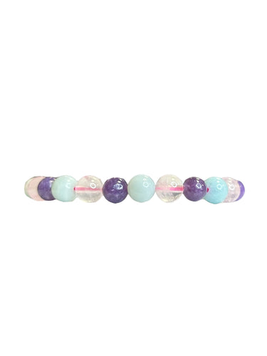 Rose Quartz, Caribbean Calcite, and Lepidolite Mala
