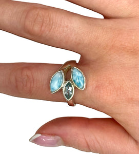 Larimar & Blue Topaz Trio Stack Sterling Silver Ring