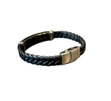 Men’s Black and Metal Leather Bracelet