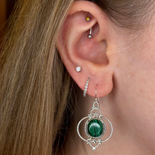 Halo Malachite Sterling Silver Earrings