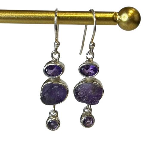 Layla Gemstone Raw and Polished Sterling Silver Earrings