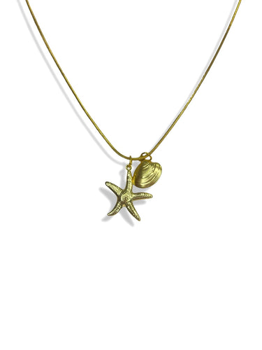 Seashell and Starfish Charm Necklace