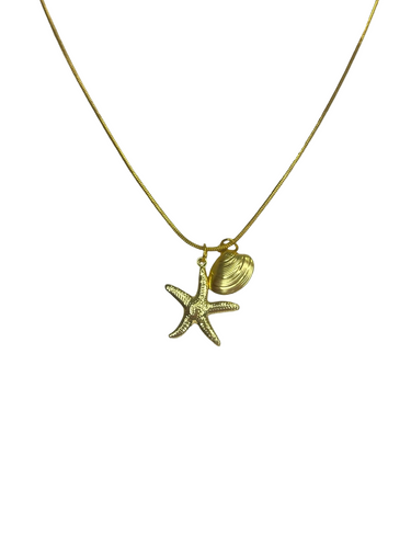 Seashell and Starfish Charm Necklace