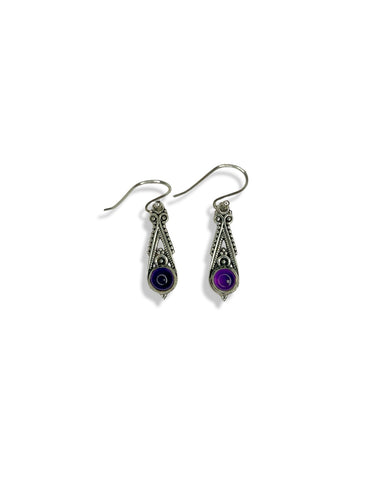 Gemstone Intricate Sterling Silver Earrings