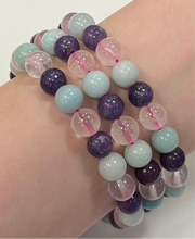 Rose Quartz, Caribbean Calcite, and Lepidolite Mala