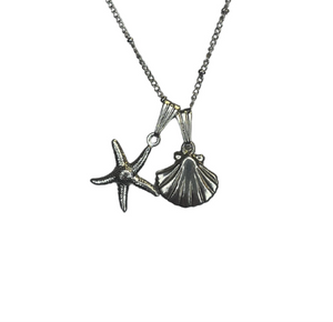 Seashell and Starfish Charm Necklace