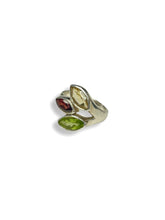 Citrine, Garnet, Prehnite Trio Stack Sterling Silver Ring