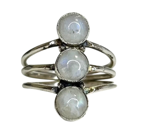 Trio Moonstone Sterling Silver Ring